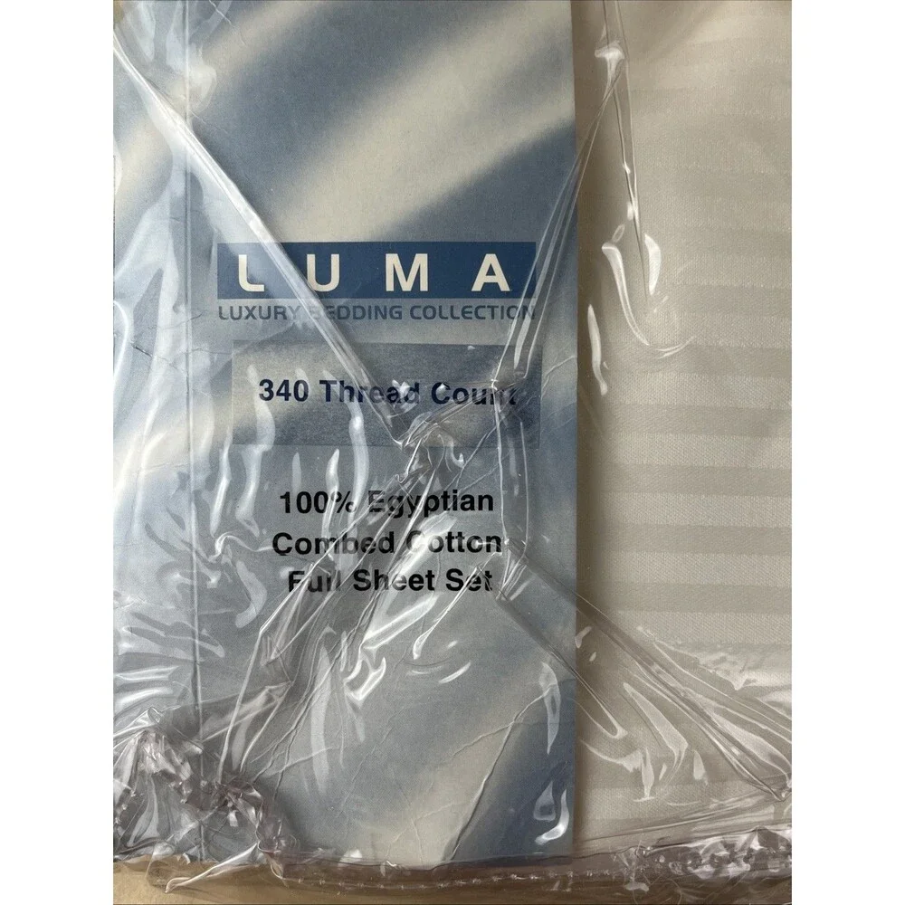 NWT Boscov’s Luma Luxury Egyptian Cotton 340TC Full Sheet Set White Portugal Mad